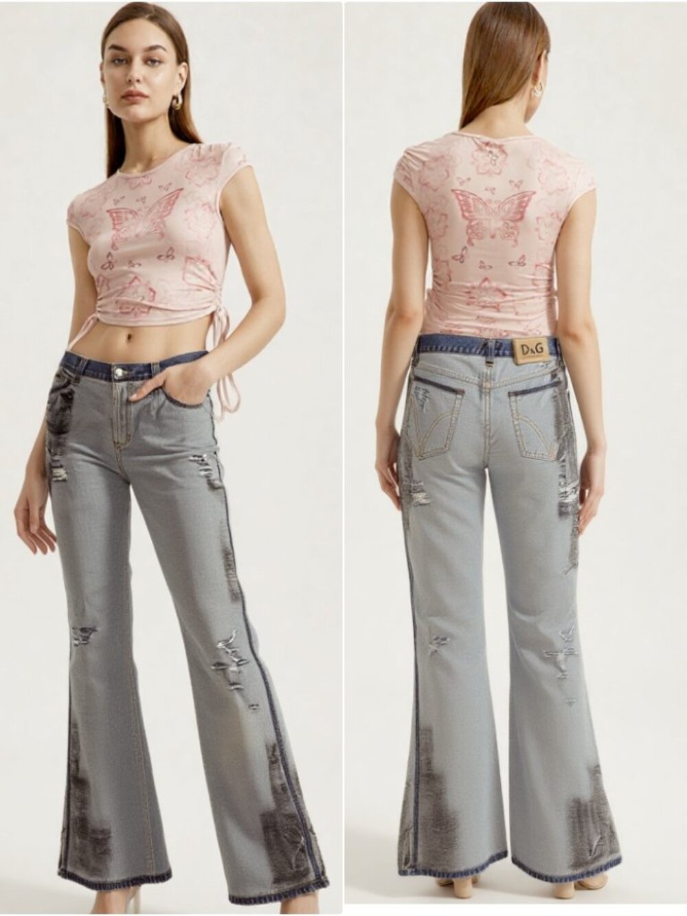 AUTH D&G Inside Out Distress Factory dirty look Jeans 28